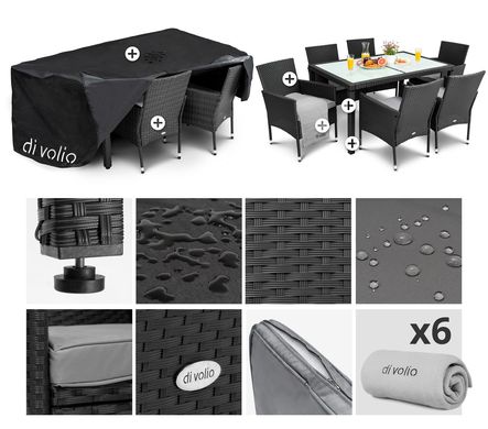 Садовая мебель VERONA 6 + 1 - Черный. Плетеные из искусственного ротанга для дома или ресторана 1174546973 фото