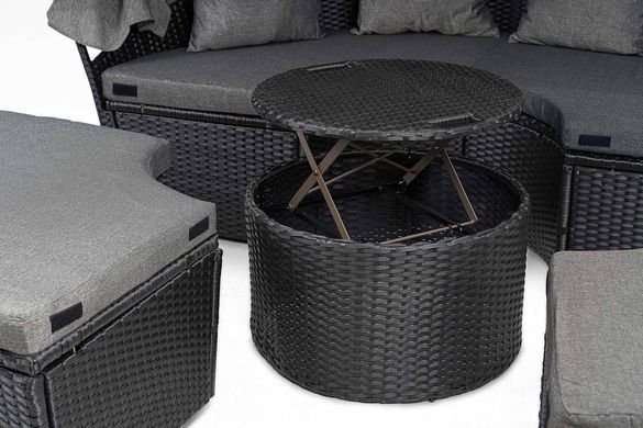 Круглая садовая мебель остров MILANO Черно-серый. Кровать. Столик. С крышей 1438573299 фото