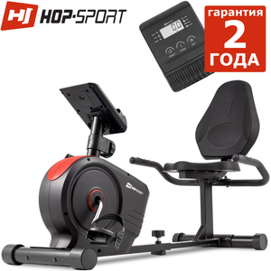 Картинка - Горизонтальный велотренажер Hop-Sport HS-2050L Beat черно / красный. До 120 кг. Маховик 8 кг.