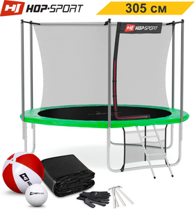 Батуты детские и для взрослых Hop-Sport 305 см. Зеленый с внутренней сеткой - 3 ножки, Германия 10ft фото