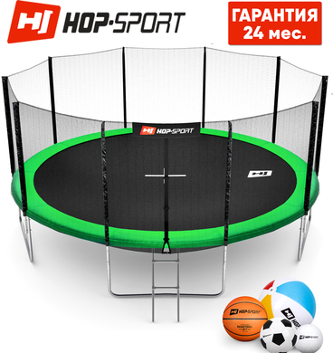 Батуты детские и для взрослых Hop-Sport 488 см. Зеленый с внешней сеткой - 5 ножки, Германия. Гарантия 24 мес. 16ft фото