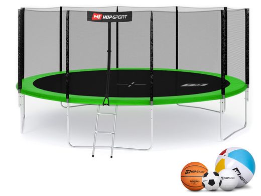 Батуты детские и для взрослых Hop-Sport 488 см. Зеленый с внешней сеткой - 5 ножки, Германия. Гарантия 24 мес. 16ft фото