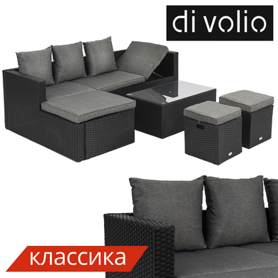 Комплект садовой мебели Bologna - черный / серый. Плетеные из искусственного ротанга для дома или ресторана 1174472487 фото