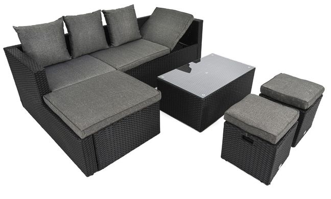 Комплект садових меблів Bologna - чорний / сірий. Плітки з штучного ротанга для будинку або ресторану 1174472487 фото