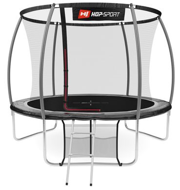 Батуты детские и для взрослых Hop-Sport Premium 305 см. Черно-серый с внутренней сеткой - 3 ножки, Германия. 1437567996 фото
